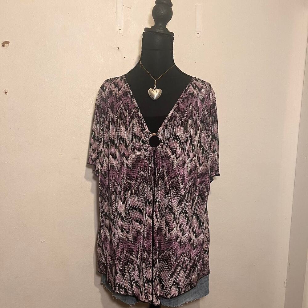 Y2K Boho purple and black top with brown ring and black undershirt attached